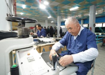 ТҮРКІСТАН: ЖЕТІСАЙДА ТӘУЛІГІНЕ 800 ЖҰП АЯҚ КИІМ ШЫҒАРЫЛАДЫ.